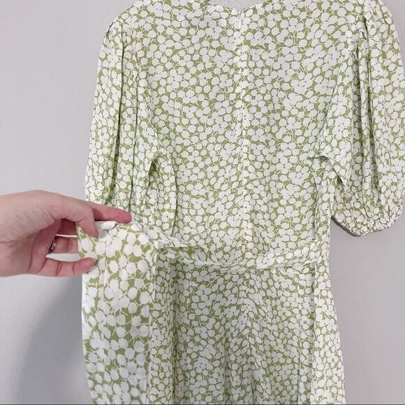 Faithfull the Brand Ilia Floral Print Dress Sz S. Green White - Picture 7 of 8